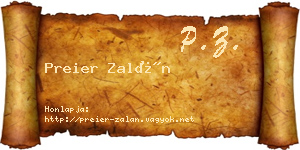 Preier Zalán névjegykártya